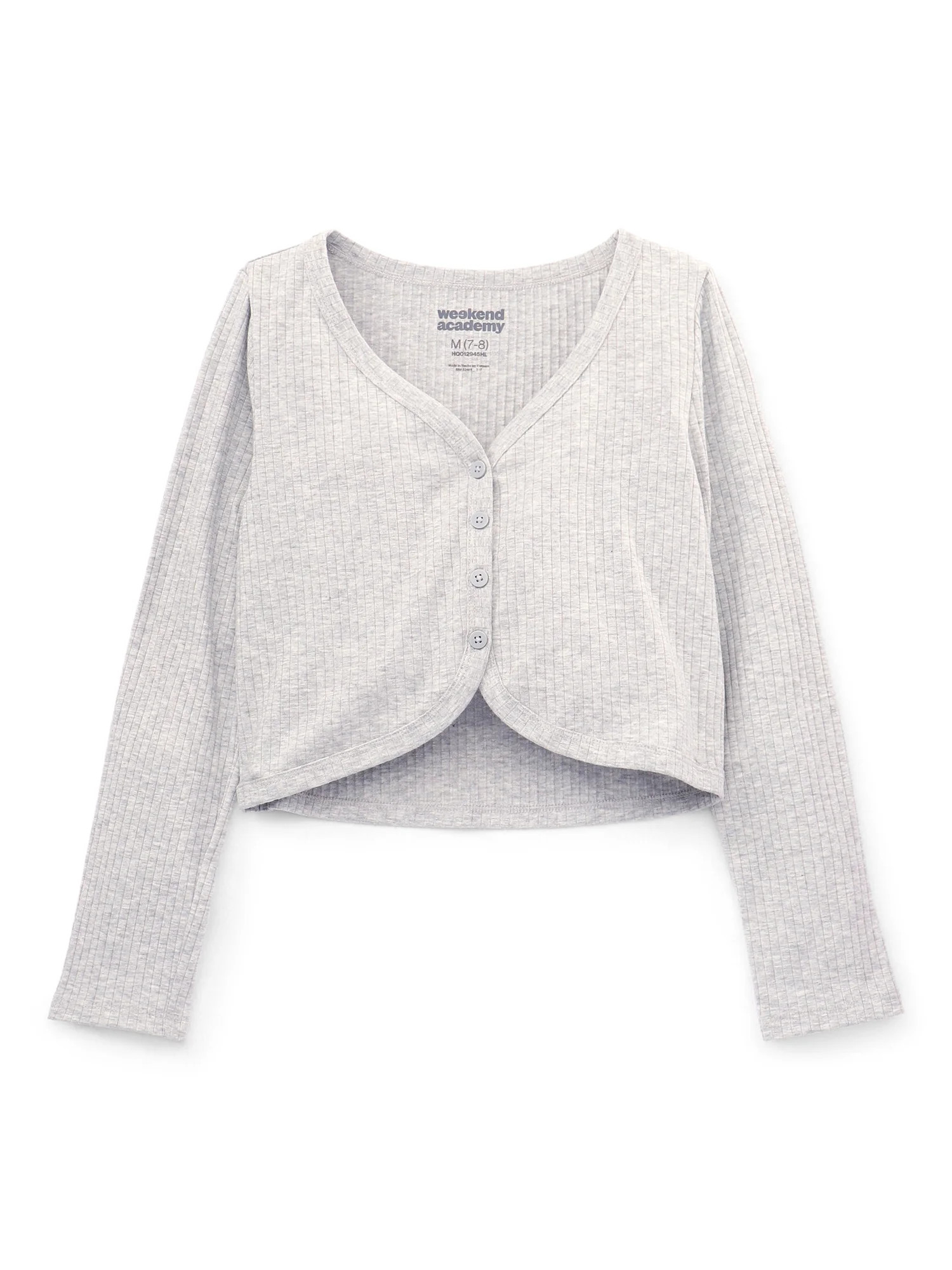 Weekend Academy Girls Long Sleeve Ribbed Cardigan, Sizes 4-18 | Walmart (US)
