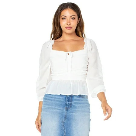 Celebrity Pink Long Sleeve Crinkle Woven Top | Walmart (US)