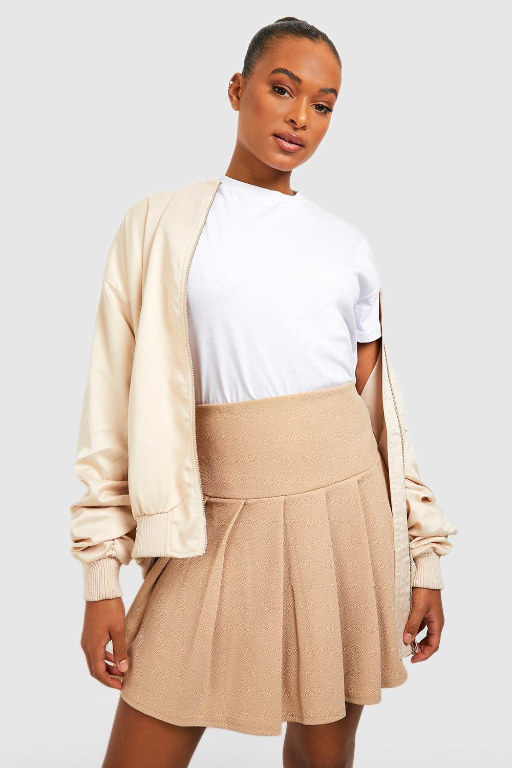 Womens Tall Mini Pleated Tennis Skirt - Beige - 10 | Boohoo.com (US & CA)