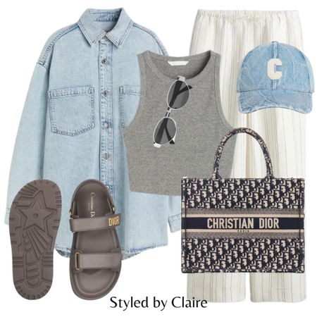 Linen trousers👌🏼
Tags: oversized soft denim shirt jacket, grey crop top, pinstripe, Dior tote bag and sandals, Celine cap. Fashion spring primavera inspo outfit ideas for city break casual sunglasses everyday style brunch Dubai Barcelona 

#LTKstyletip #LTKitbag #LTKSeasonal