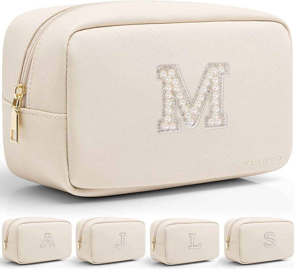 Vlando Bridesmaid Engagement Gift for Her Small Cosmetic Bag Makeup Organizer Monogrammed Birthda... | Amazon (US)