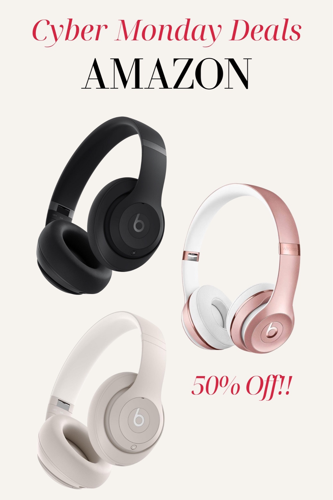 Amazon cyber Monday - beats headphones 50% off!!

#LTKCyberWeek #LTKsalealert #LTKGiftGuide