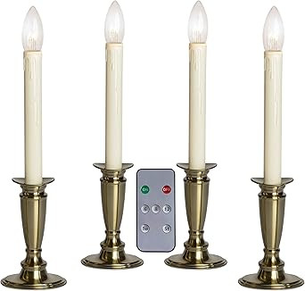 Set of 4 Battery Operated Window Candles with Remote Control - (Brushed Brass) | Amazon (US)