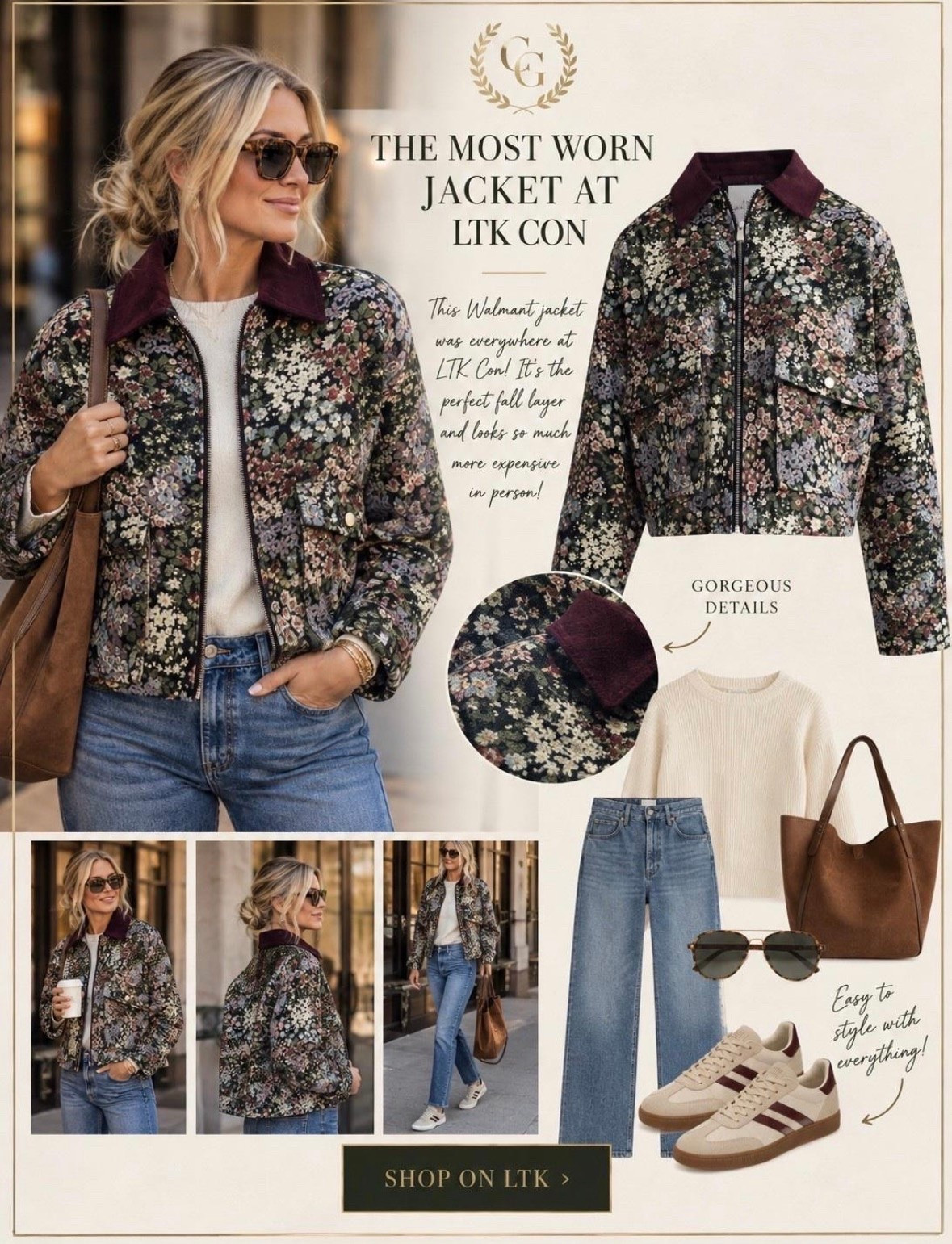 The most worn fall jacket at LTKCon this year! Fall jacket, affordable fall jacket, floral fall jacket.

#LTKSeasonal #LTKootd #LTKmomlife