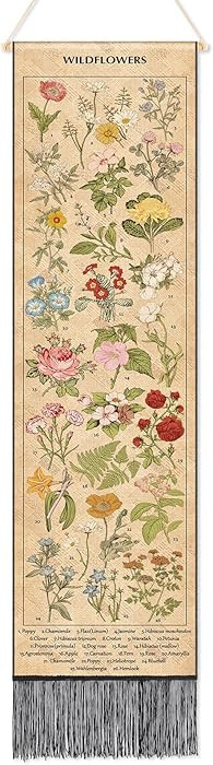Geetery Vintage Floral Vertical Tapestry Wall Hanging Decor Long Flower Narrow Botanical Fabric W... | Amazon (US)