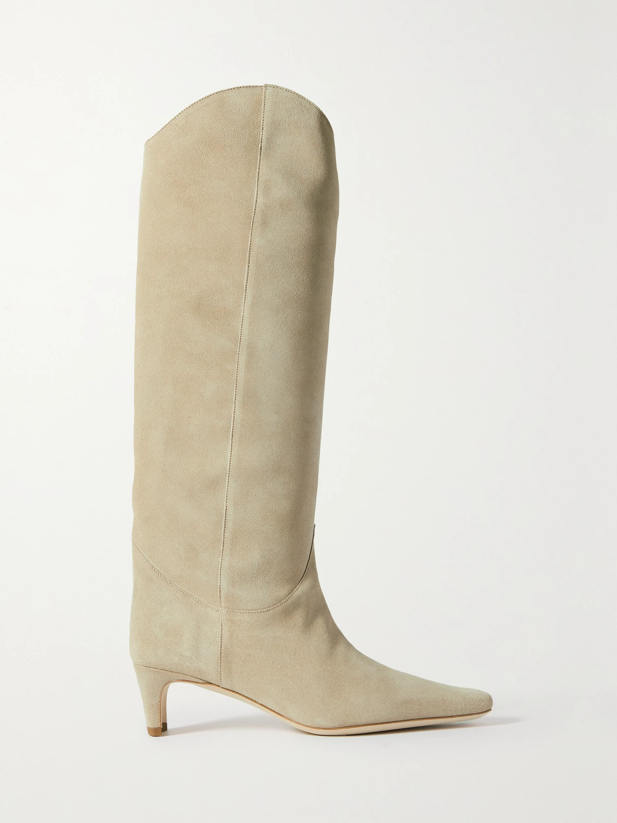 STAUD - Western Wally Suede Cowboy Boots - White | NET-A-PORTER (US)