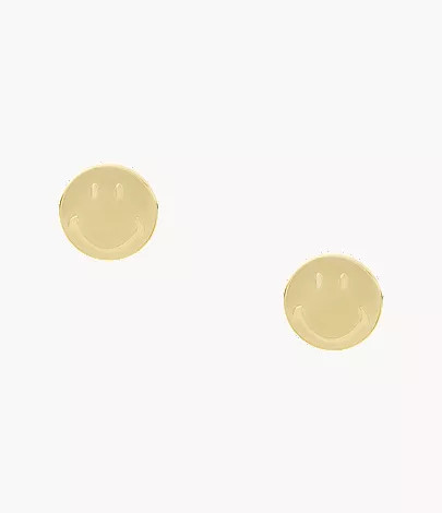 Fossil x Smiley&reg; Gold-Tone Stainless Steel Stud Earrings | Fossil (US)