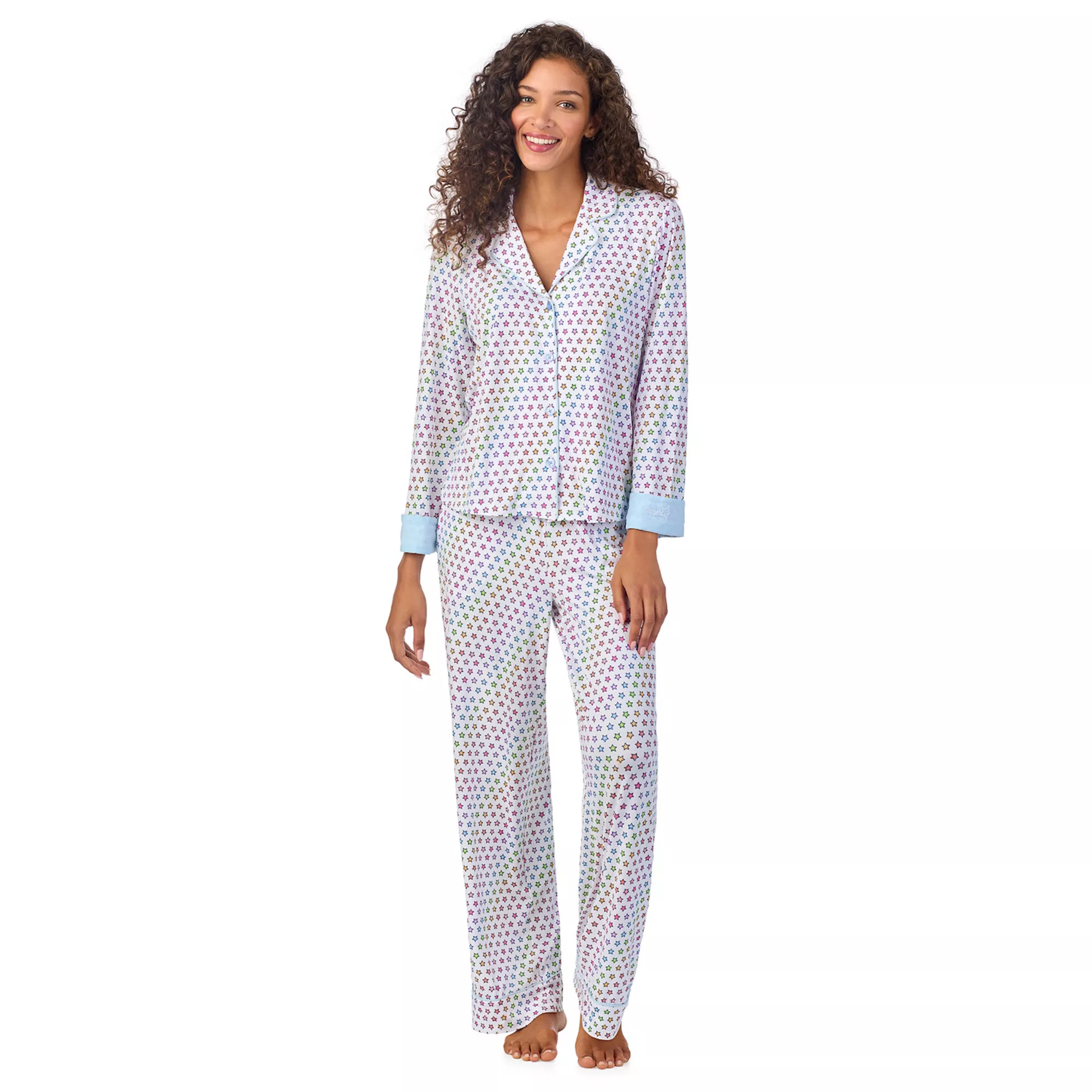 Women's Beauty Sleep Social Pajama Long Sleeve Notch Top & Pajama Pants Set | Kohl's