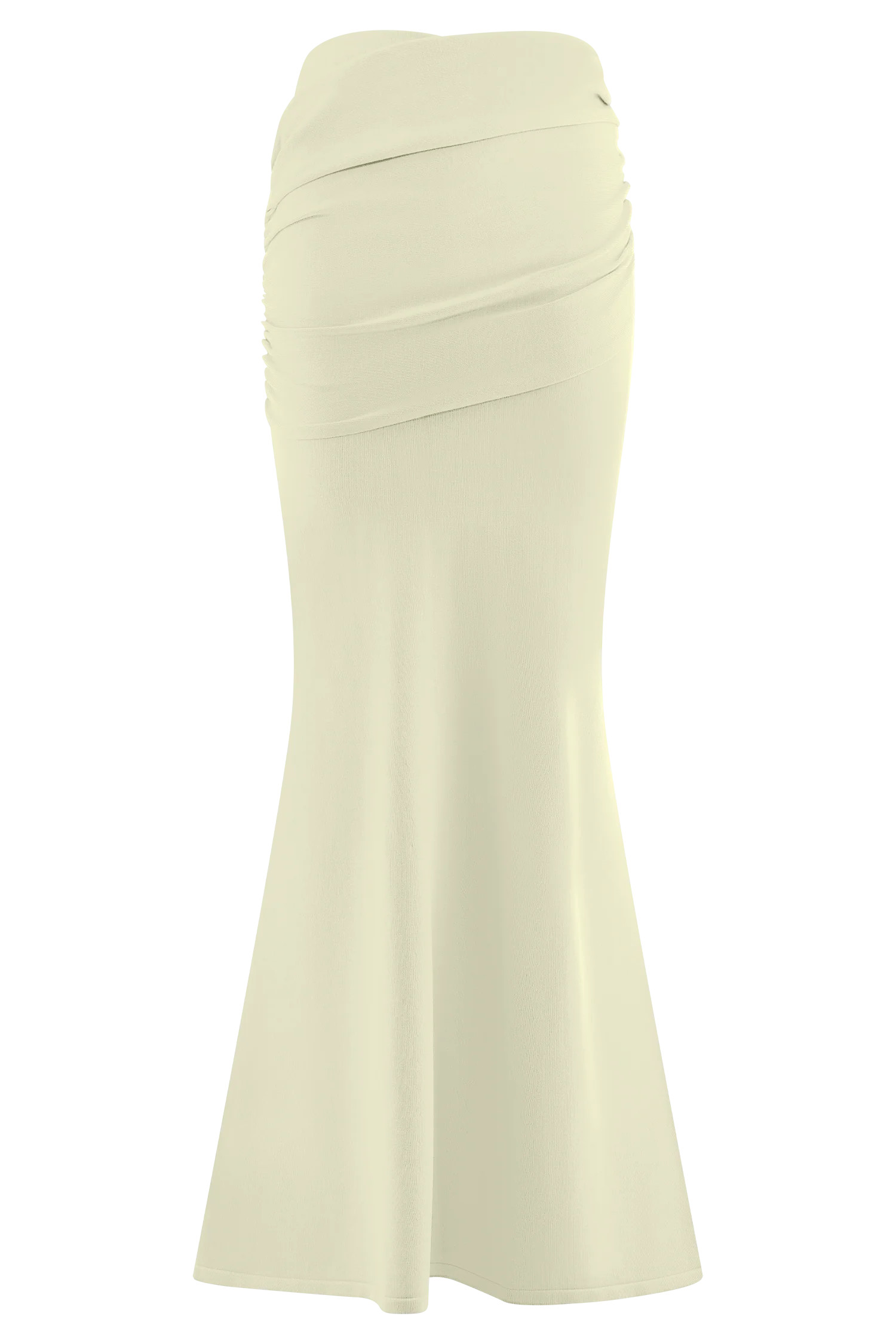Gathered Knit Maxi Skirt - Ivory | MESHKI US
