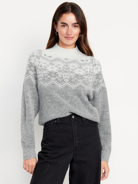 Holiday Print Mock-Neck Sweater | Old Navy (US)