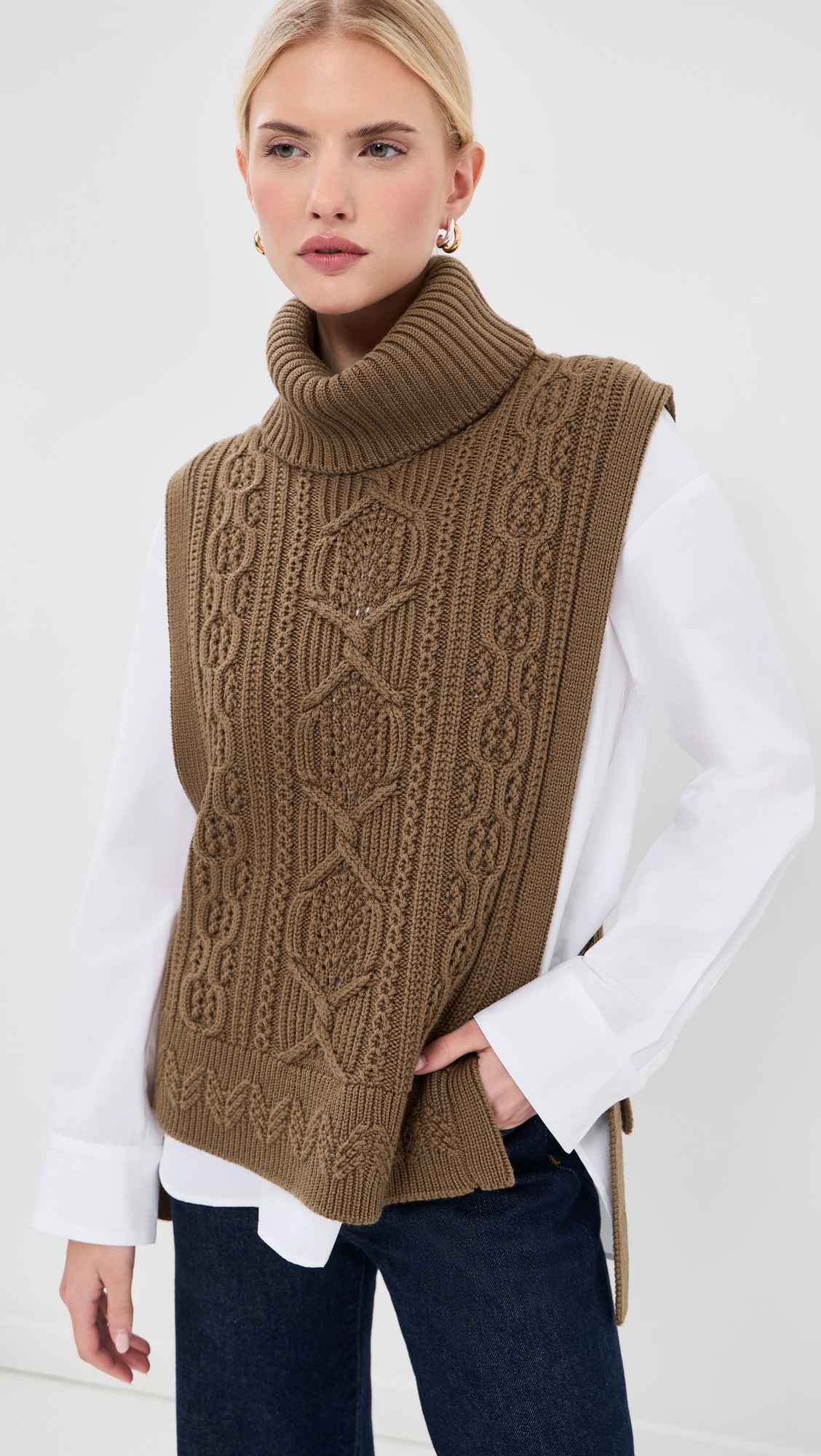 Veronica Beard Bentleigh Knit Vest Ochre L | Shopbop