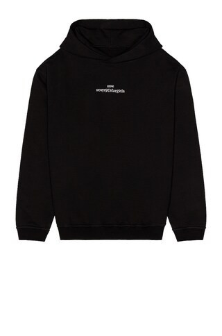 Maison Margiela Upside Down Logo Hoodie in Black - Black. Size 52 (also in 48, 50). | FWRD 