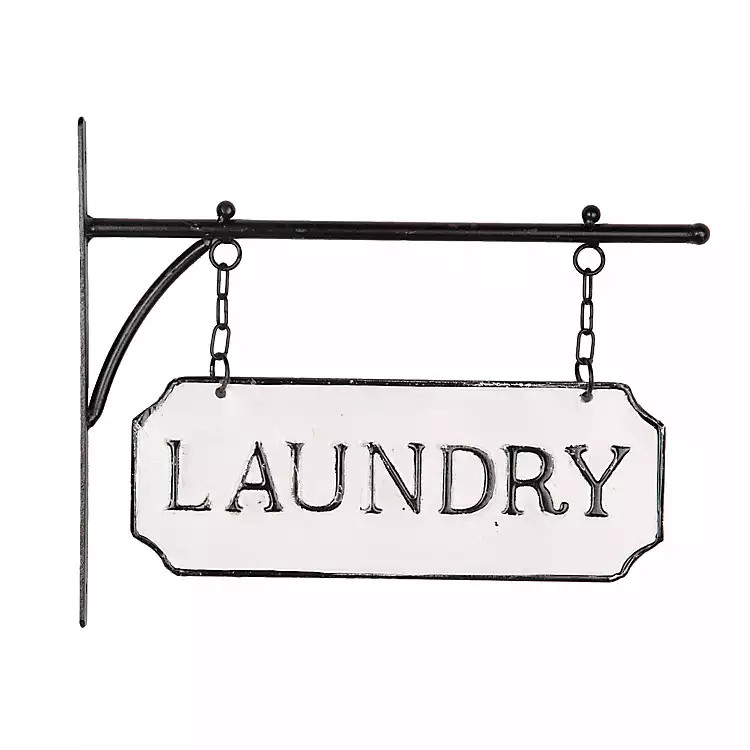 White and Black Hanging Laundry Sign | Kirkland's Home
