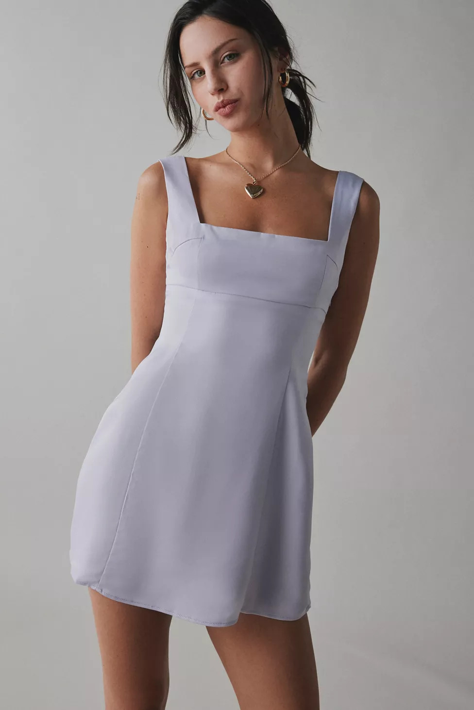 UO Bri Double Bow Satin Mini Dress | Urban Outfitters (US and RoW)