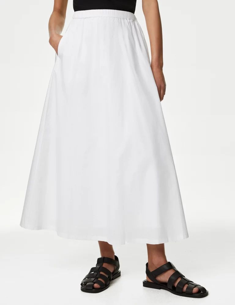 Pure Cotton Pleated Midi Skirt | Marks & Spencer (UK)