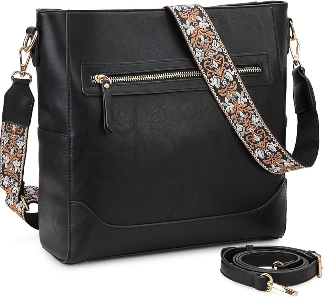 VX VONXURY Crossbody Bag for Women, Trendy Vegan Leather Shoulder Bag, Designer Bucket Bag with 2... | Amazon (US)