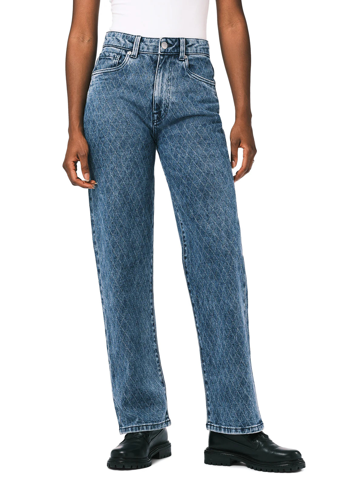 Super High Rise Loose Straight Jane Women's Jeans, Sanded and Contrasted - BL16117 | Buffalo David Bitton
