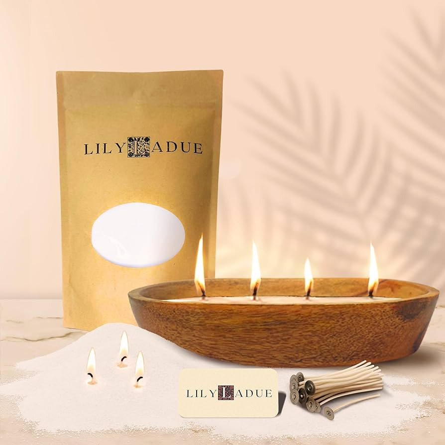 LILY LADUE Sand Candle Kit - 1Lb/16Oz Pearled Candles Sand and Wicks (24) with Wood Holder, Unsce... | Amazon (US)