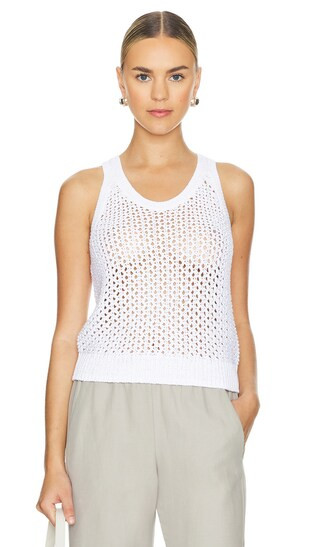 Mesh Stitch Tank in Optic White | Revolve Clothing (Global)