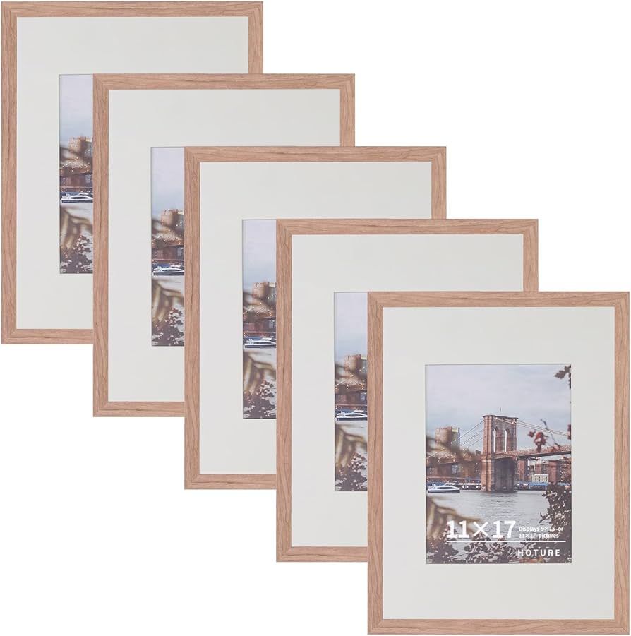 11x17 Picture Frame Set Of 5, Display Pictures 9x15 with Mat or 11x17 Without Mat, Suitable For H... | Amazon (US)