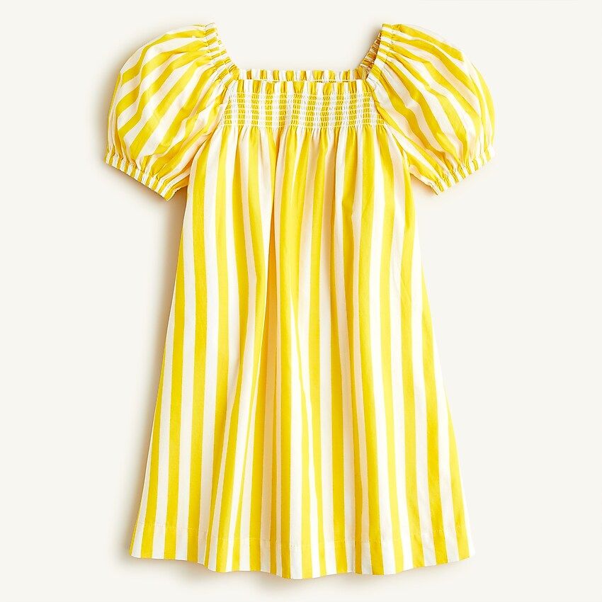 Girls' puff-sleeve dress in stripe | J.Crew US