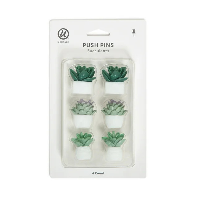 U Brands Succulent Push Pins, Green, Small, Pack of 6, Steel, 1 x 0.8 x 0.93 in - Walmart.com | Walmart (US)