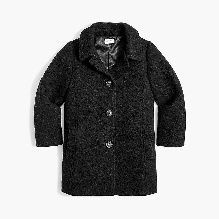 Girls' ruffle-pocket wool-blend coat | J.Crew Factory