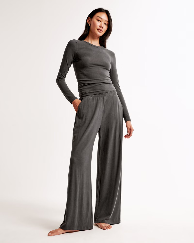 Lounge Brushed Wide Leg Pant | Abercrombie & Fitch (US)