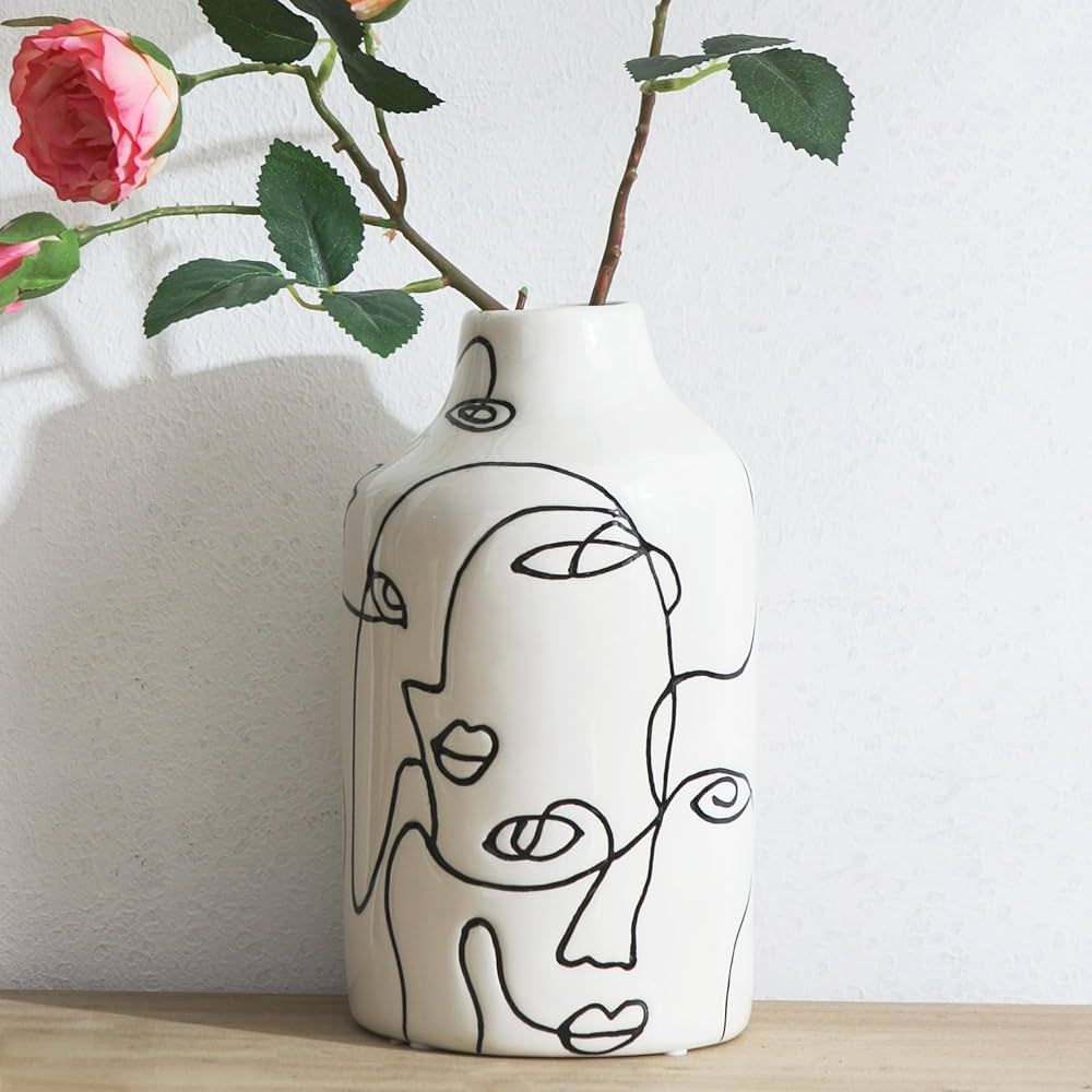 Ceramic Vase for Home Decor, Abstract Irregular Design Flower Vase, Living Room Decor Minimalist ... | Amazon (US)