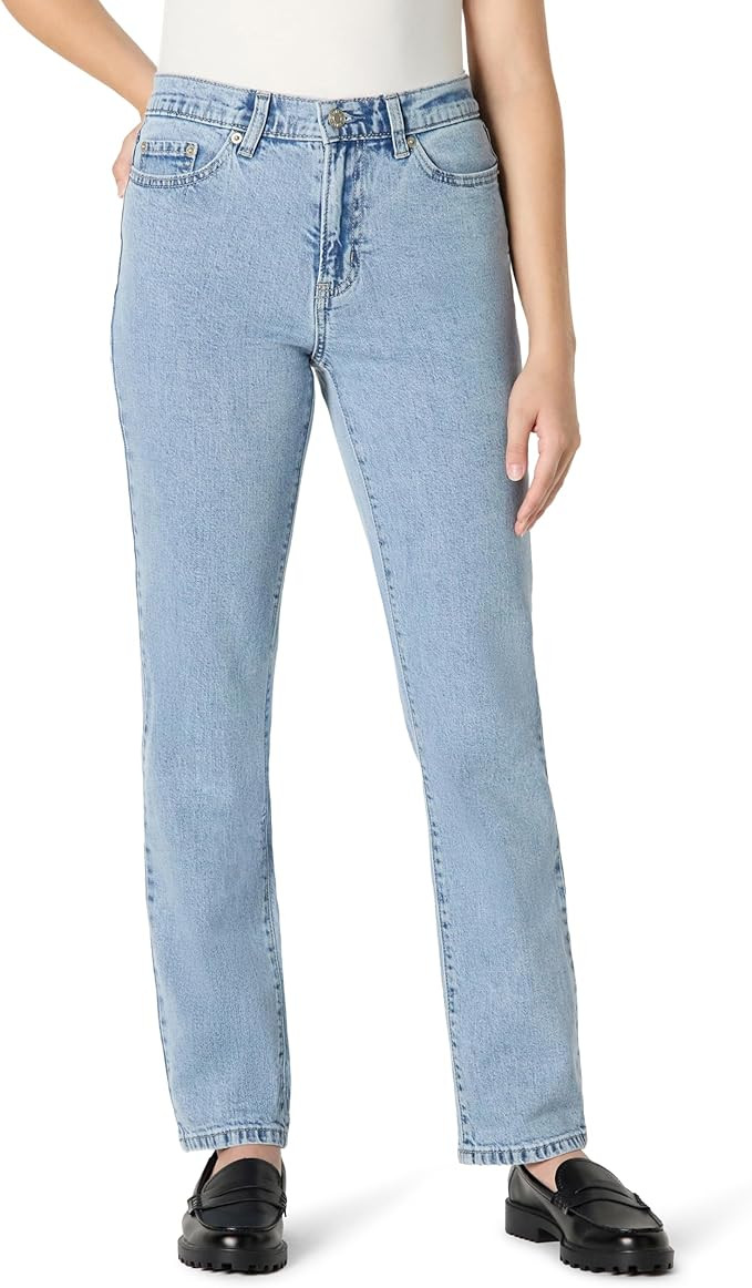 Amazon Essentials Women's Medium Stretch Slim-Fit Mid-Rise Straight Leg Jean | Amazon (US)