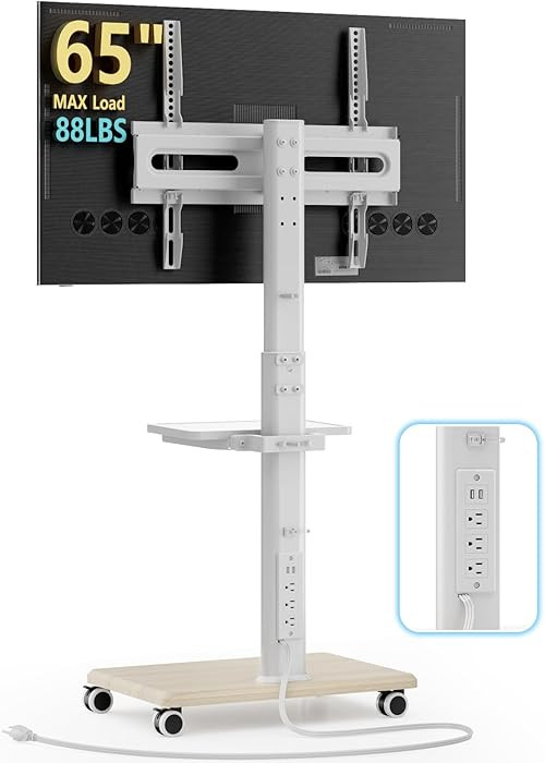 AX WABER Mobile TV Stand with Power Outlets&Shelf, Floor Portable TV Stand with Wheels for 27-65I... | Amazon (CA)