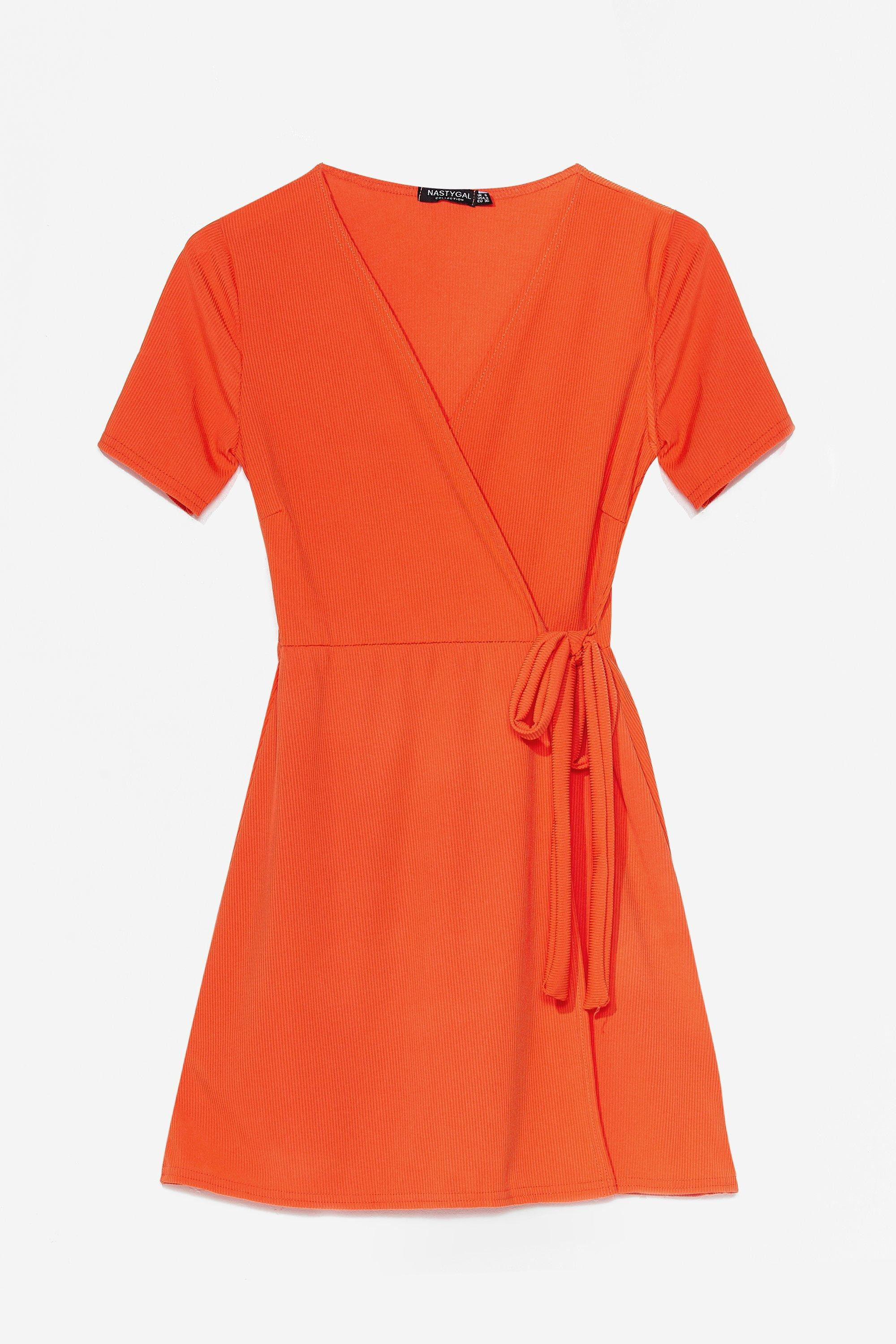 Womens Wrap Mini Dress with V-Neckline - Orange | NastyGal (US & CA)