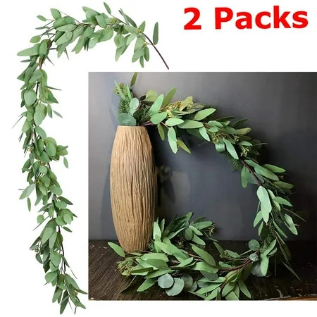 Coolmade 5.5Ft Seeded Eucalyptus Garland, Artificial Vines Faux Eucalyptus Leaves Table Garland Arti | Walmart (US)