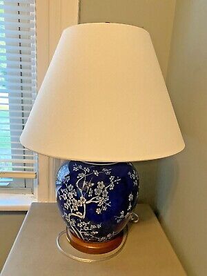 Ralph Lauren Porcelain Cherry Blossom Floral Ginger Jar Table Lamp Blue & White | eBay US