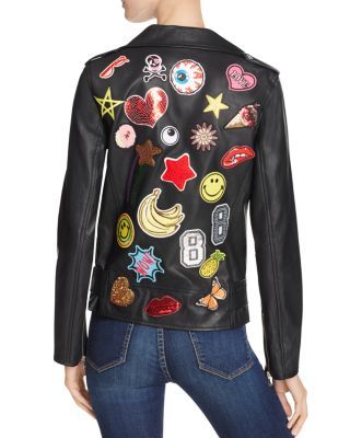 Sunset + Spring Faux Leather Patch Moto Jacket | Bloomingdale's (US)