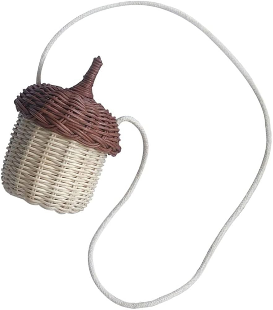 Cabilock Rattan Woven Basket Handmade Acorn Shaped Basket Wall Hanging Basket Shoulder Crossbody ... | Amazon (US)