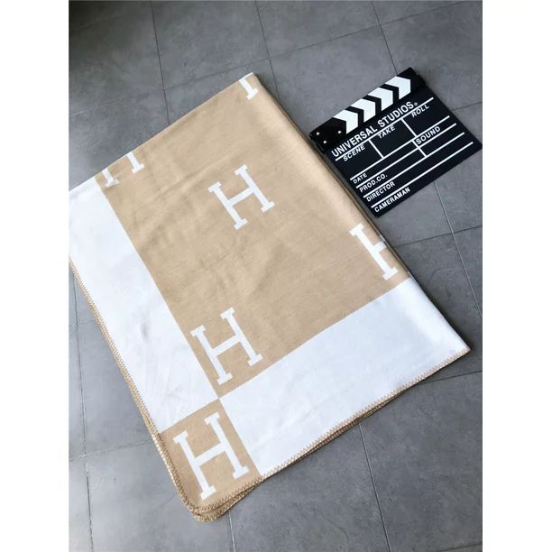 New H Large Letter Printing Double-sided Luxury Wool Cashmere Blanket Thick Warm Lunch Break Blan... | Walmart (US)