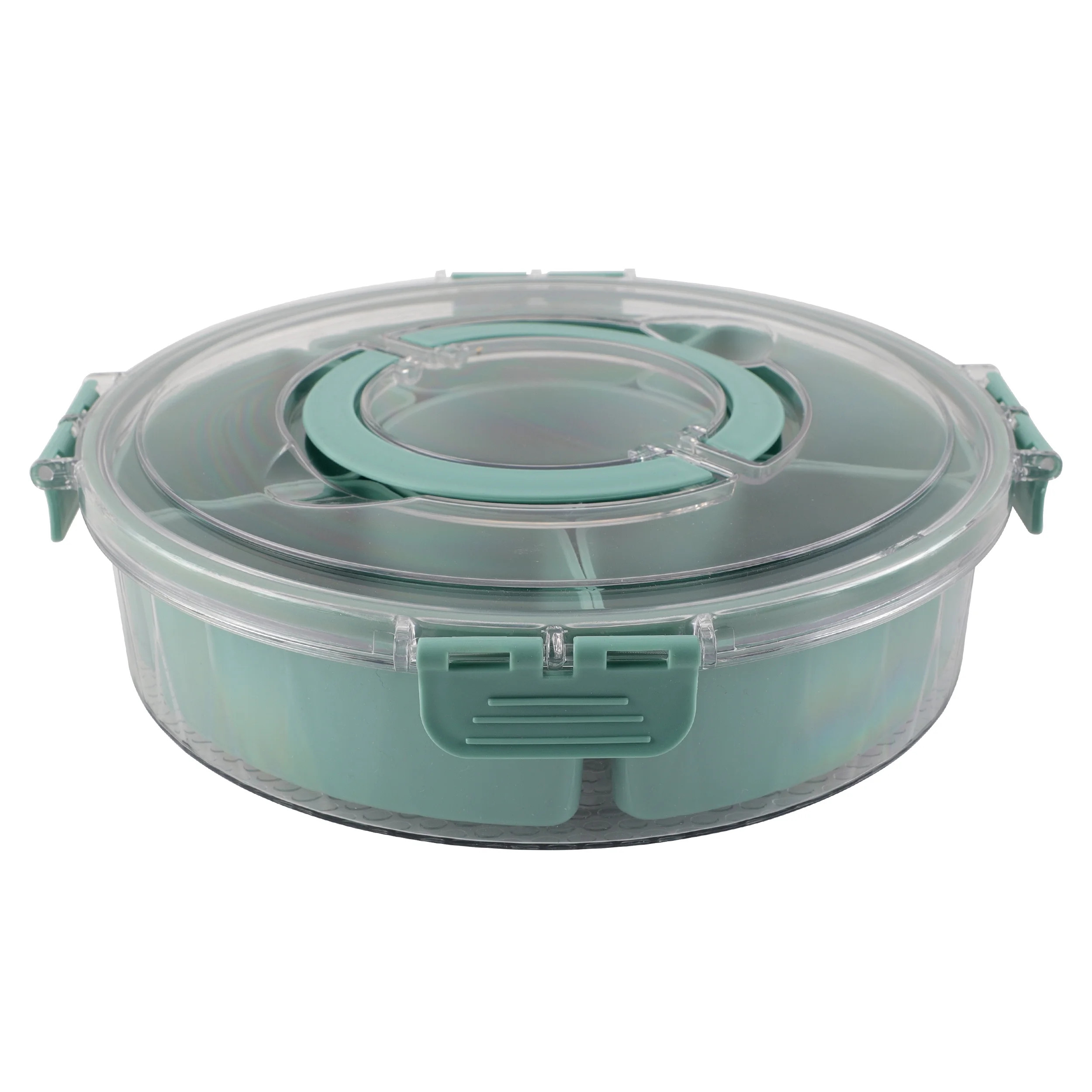 COOK WITH COLOR SAGE ROUND 6 DIVIDER SNACKLE BOX WITH CARRYING HANDLE AND TURNABLE BASE - Walmart... | Walmart (US)