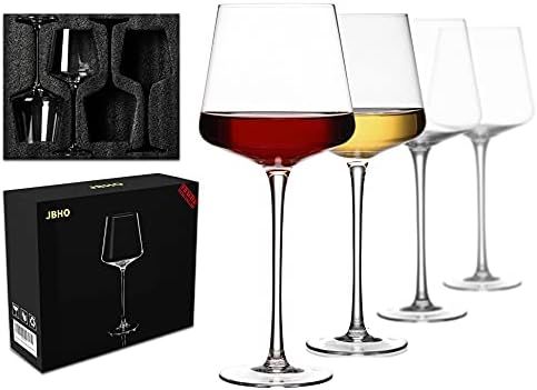 Red and White Wine glasses set of 4-Large Exquisite Unique Modern Wine glasses-Sculpted angular c... | Amazon (US)