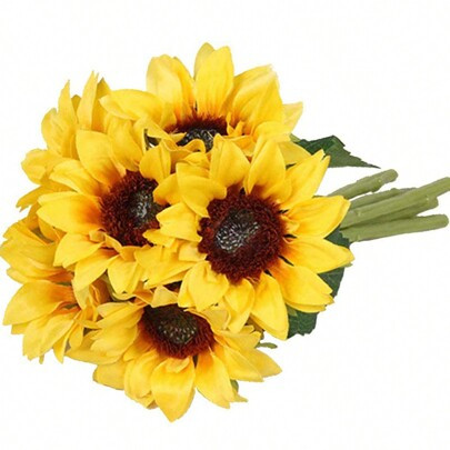 6 Pcs Artificial Sunflower Bouquet Fake Sunflowers With Stems For Wedding Bride Bridesmaid Holding Flowers Bulk For Home Hotel Office Wedding Party Ga | SHEIN