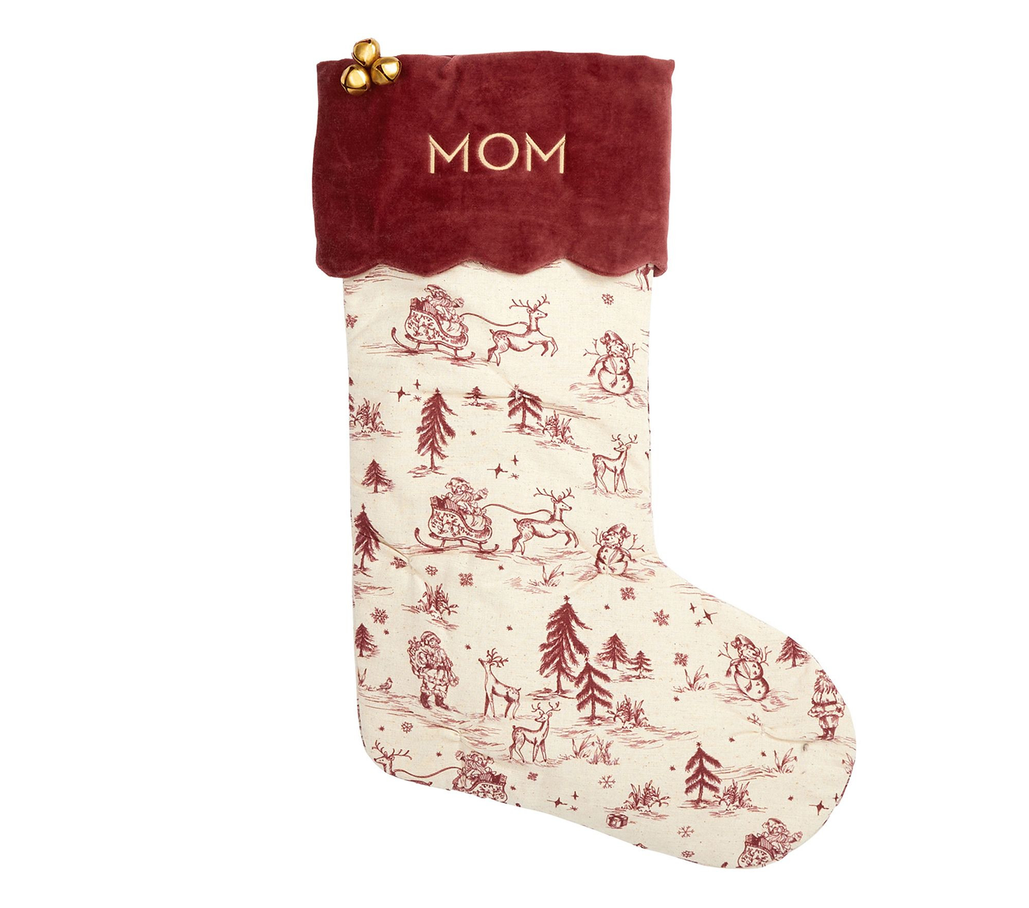 Chris Loves Julia Stocking, White/Red Christmas Toile | Pottery Barn Kids
