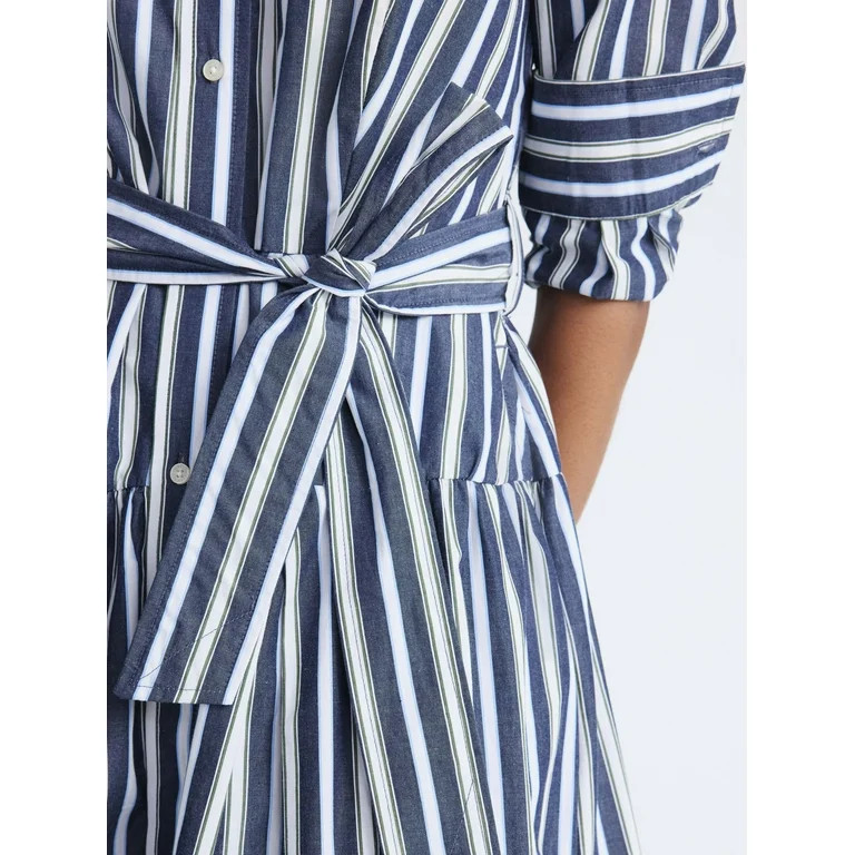 Free Assembly Women's and Women’s Plus Belted Cotton Maxi Shirtdress with Long Sleeves, Sizes X... | Walmart (US)