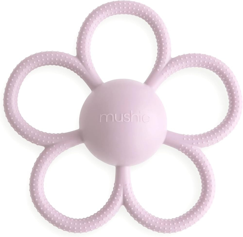 mushie Silicone Baby Daisy Rattle Teether Toy (Soft Lilac) | Amazon (US)