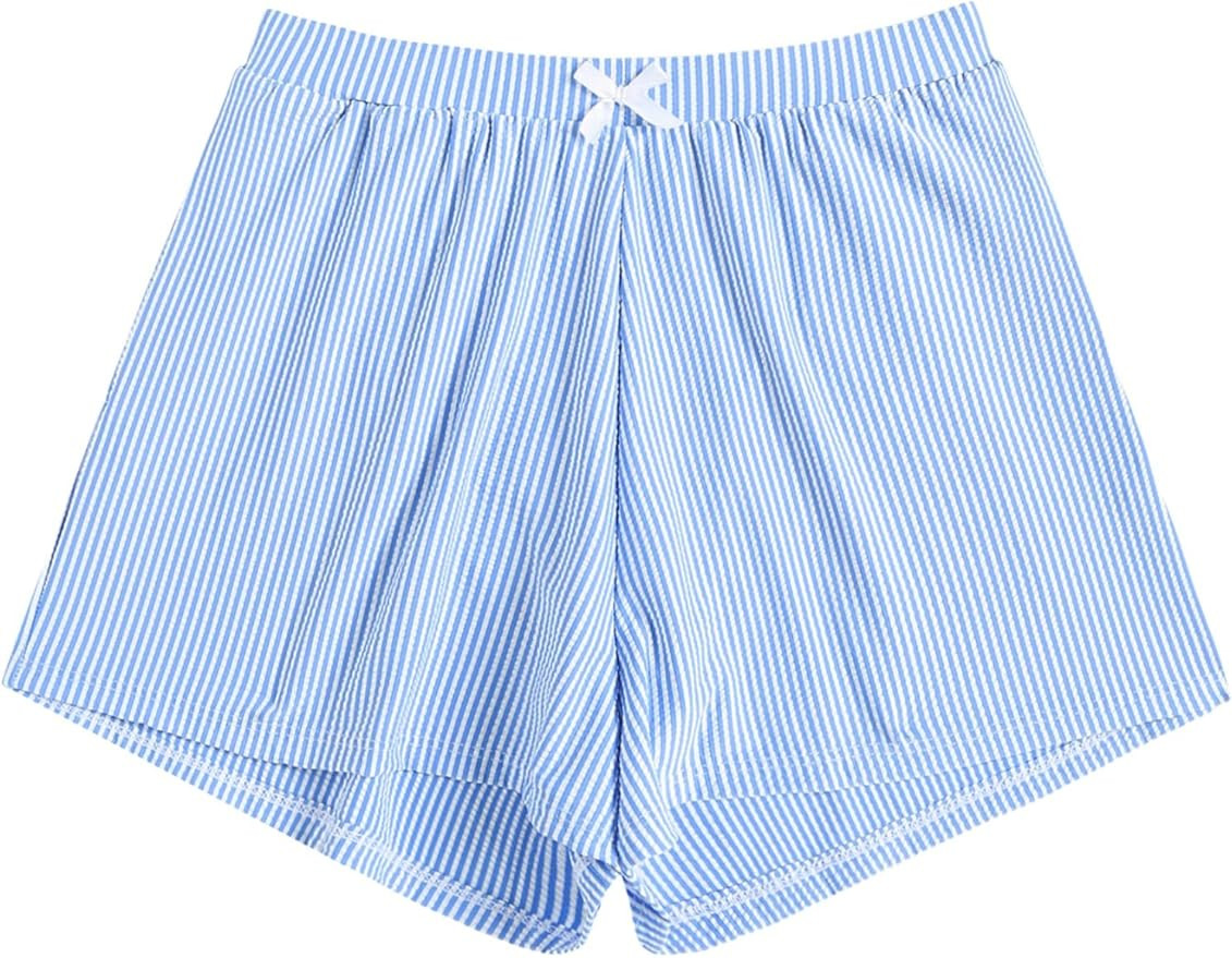 ZAFUL Women's Swim Shorts High Waisted Bow Gingham Floral Print Boyshorts Bathing Suit Swimsuit B... | Amazon (US)