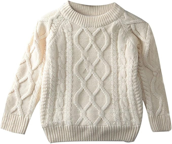 LOSORN ZPY Toddler Baby Boy Girl Cable Knit Pullover Sweater Cotton Lined Warm Sweatshirt | Amazon (US)