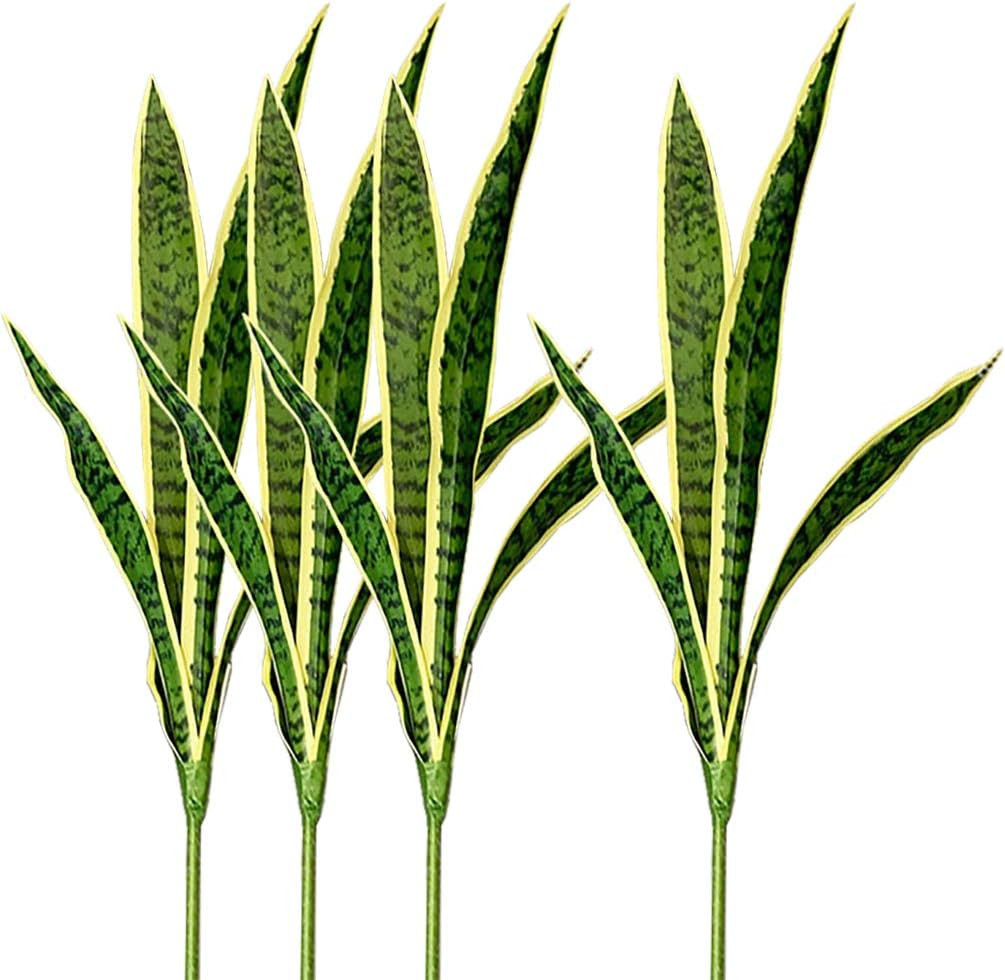Ollain 4 PCS Artificial Sansevieria Plants 30 Inch Tall Fake Snake Faux Plant for Indoor and Outd... | Amazon (US)