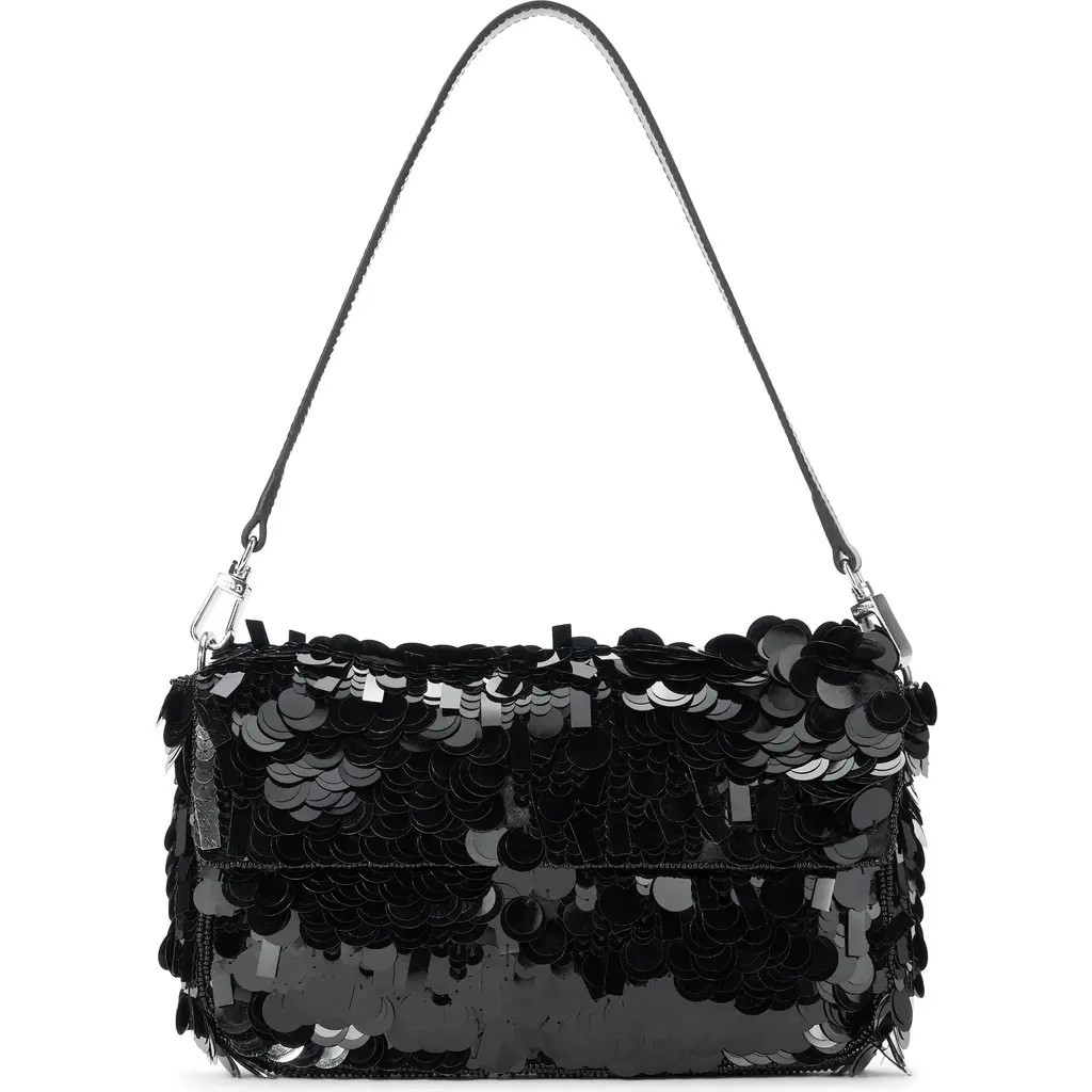 STAUD Timmy Sequin Shoulder Bag in Black at Nordstrom | Nordstrom