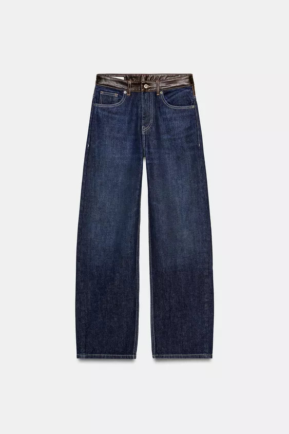 TRF HIGH WAIST STRAIGHT WIDE LEATHER JEANS | Zara Canada