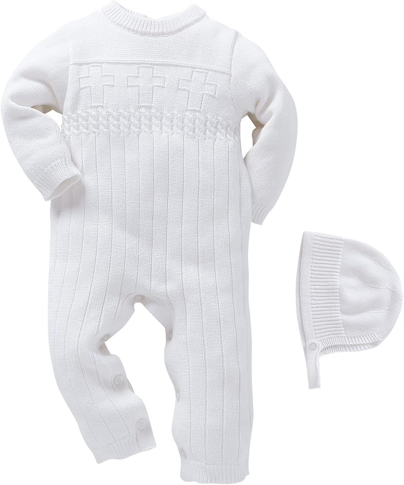 Booulfi Baby Boy's Christening Baptism Outfits Suit with Hat，Cross Detail | Amazon (US)