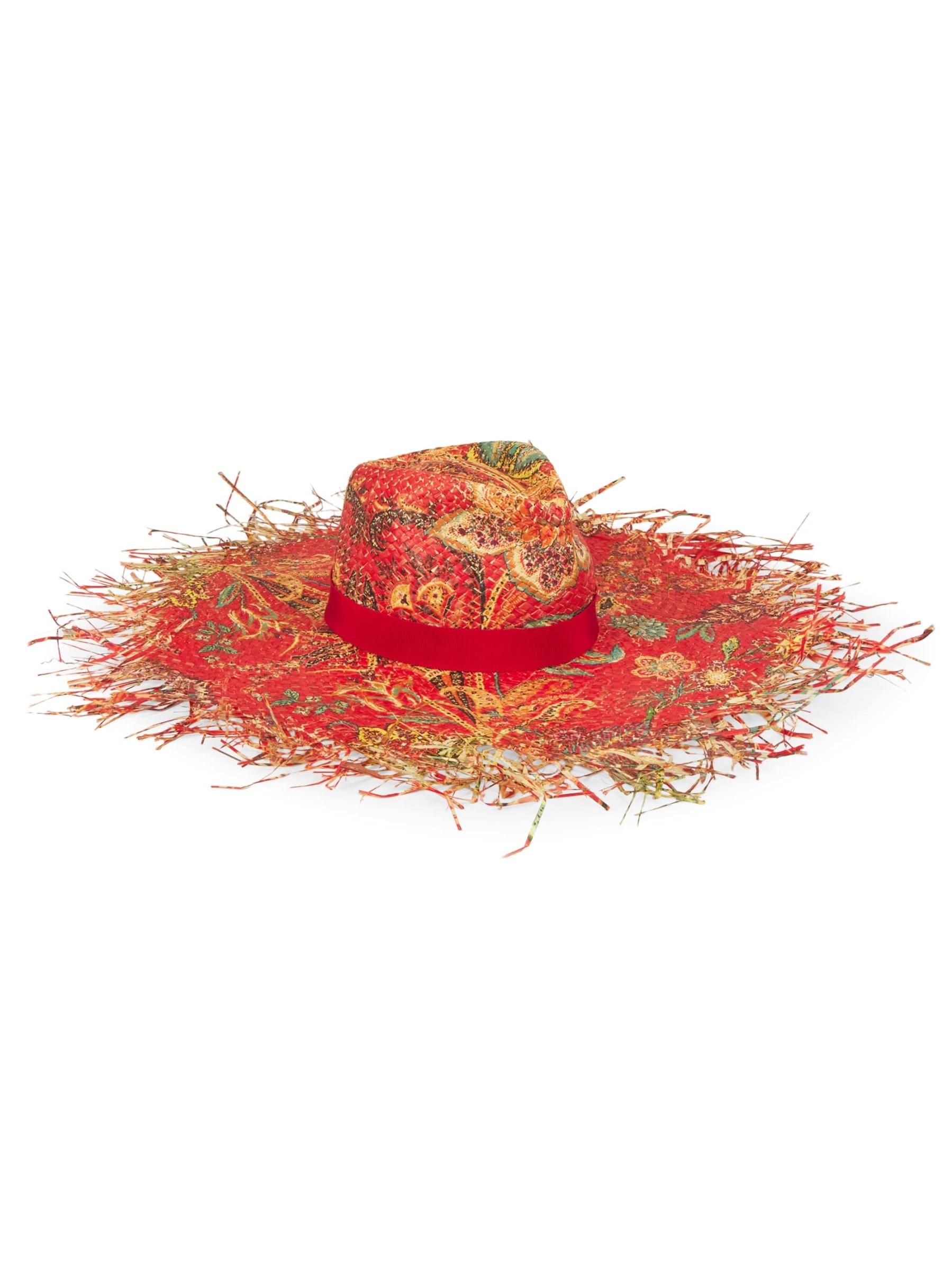 Printed Raffia Ribbon Straw Hat | Saks Fifth Avenue